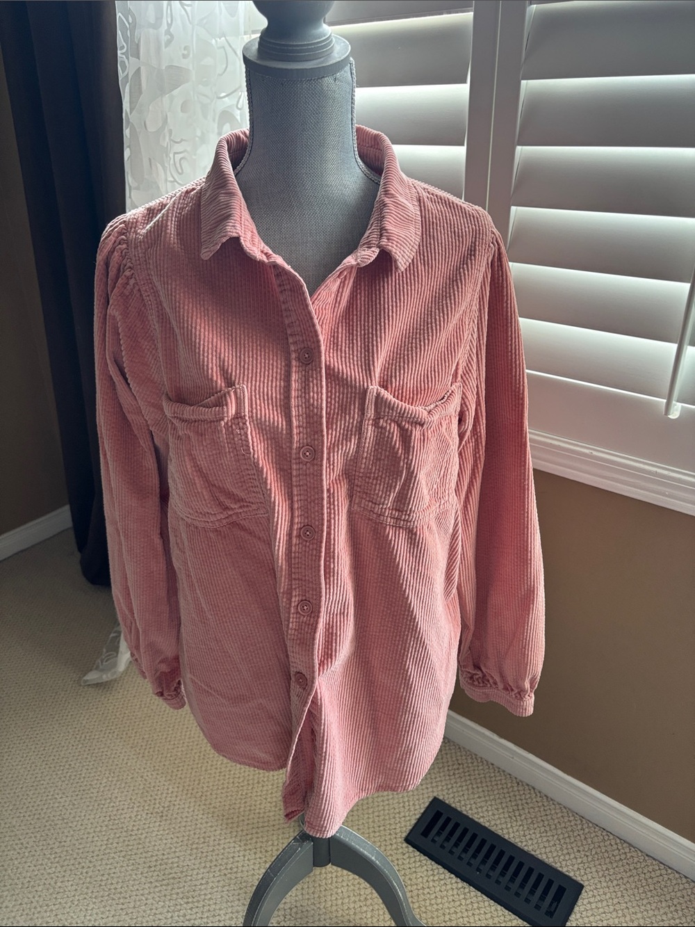 American Eagle Outfitters Pink Corduroy Button-Down Shirt
